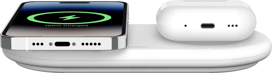 Karikues wireless Belkin WIZ021vfWH, 15W, 2 pajisje, USB Type-C, i bardhë