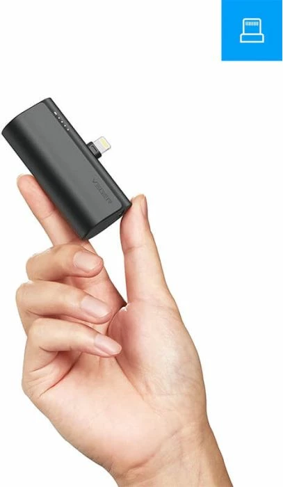 Powerbank VEGER PlugON W0556P 5000 mAh 20W PD me konektor Lightning, e zezë