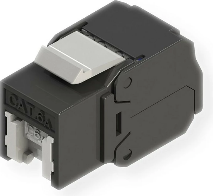 Modul Keystone ROLINE 21.17.0320, RJ45 Cat6a, femër, kontakte të arta, zi/gri