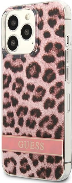 Mbështjellës Guess GUHCP13LHSLEOP për iPhone 13/13 Pro 6.1", hardcase, rozë Leopard