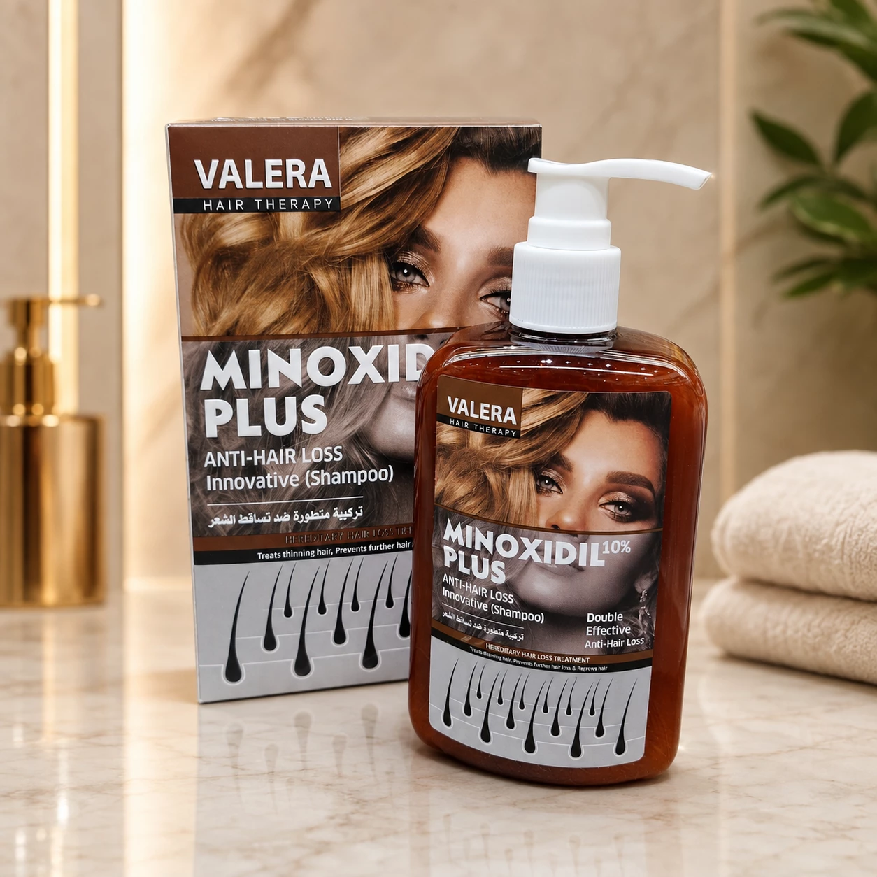 VALERA Shampo Minoxidil Plus 10% – Kundër rrallimit të flokëve