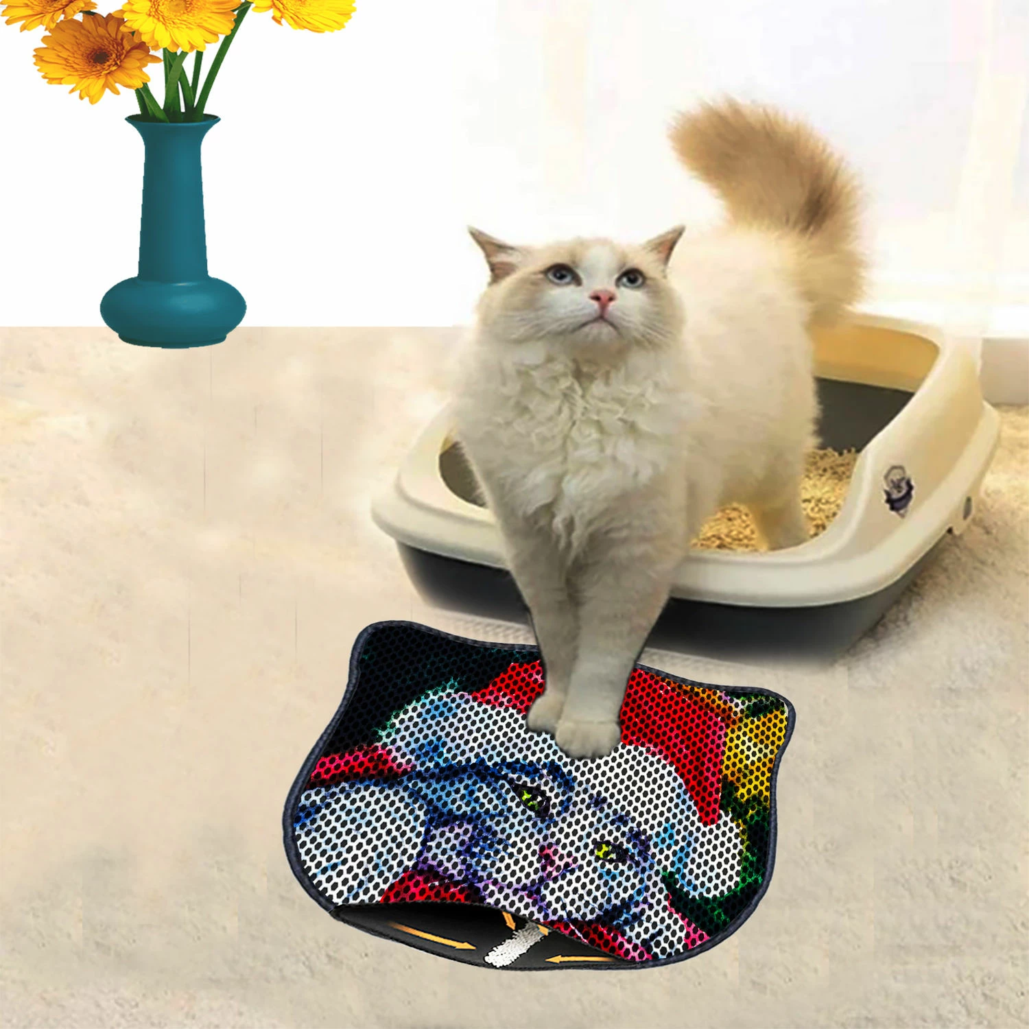 Tapet për rërë mace, shumëngjyrësh, Paws & Whiskers, Kdkafa0116, 40x50cm