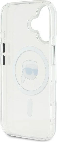 Mbështjellës Karl Lagerfeld IML Metal Karl Head MagSafe për iPhone 16, Bardhë
