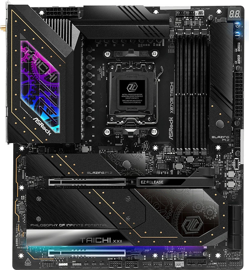 Pllakë amë ASRock X870E Taichi, AMD, Socket AM5, DDR5-SDRAM, 256 GB, E zezë