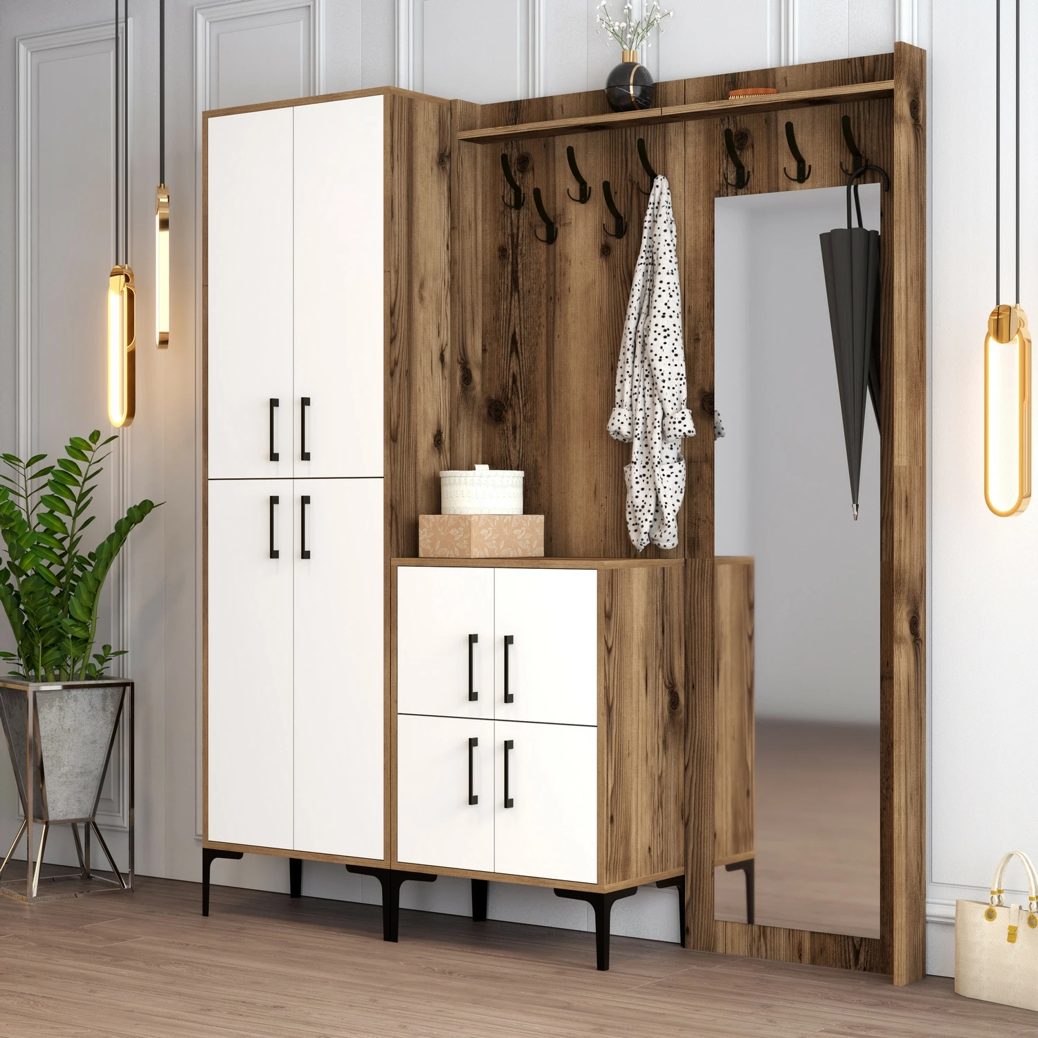 Stendë korridori Hanah Home, Berlin ABC, ngjyrë arrë dhe e bardhë