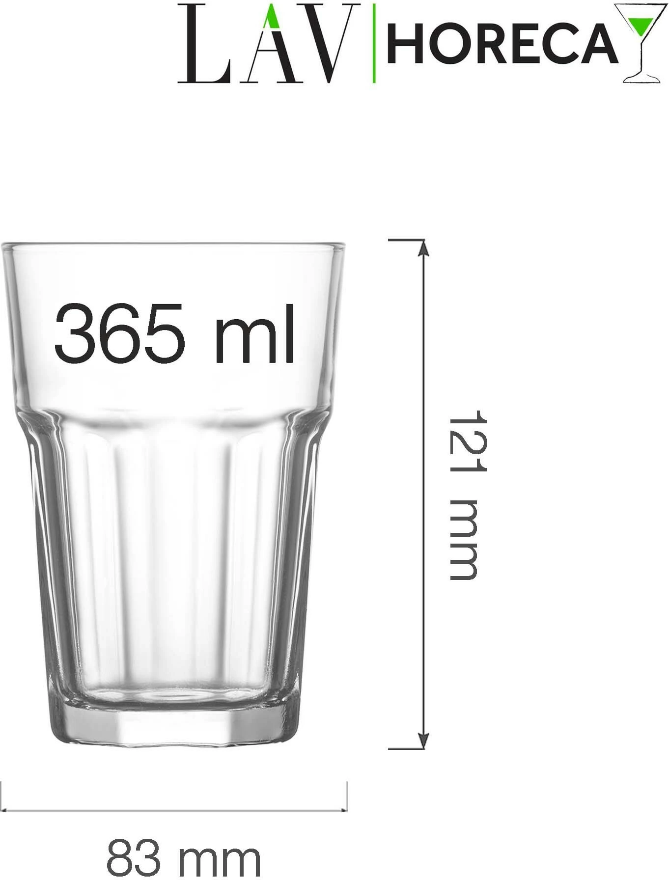 Gotë long drink LAV Amsterdam 365 ml, transparente, set 12 copë