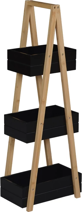 Raft dyshemeje Tercy, bambu, ngjyrë natyrale e zi, 30x18x80cm