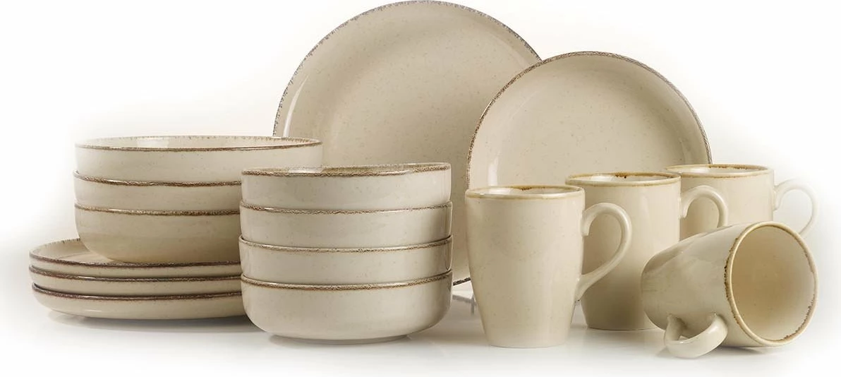 Set enësh për drekë (16 copë), Hermia Concept, MOD16Y2730P02, ngjyrë krem