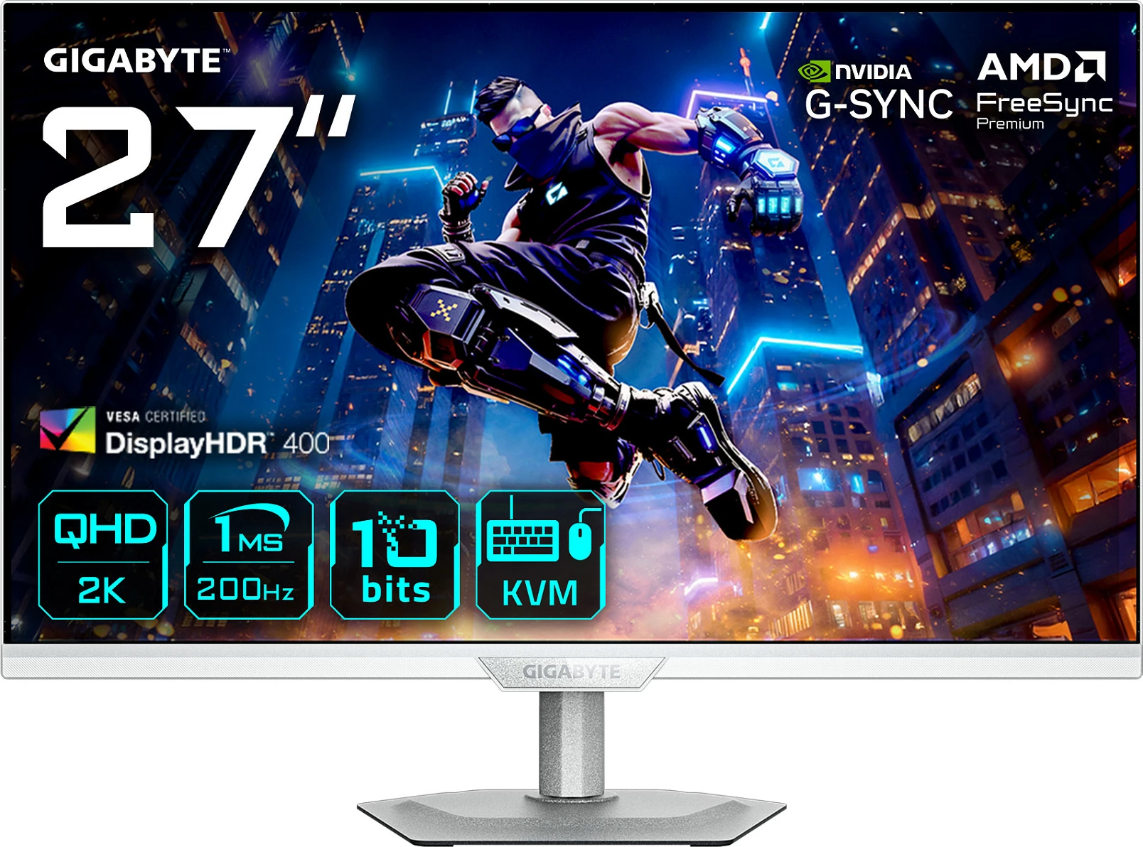 Monitor Gigabyte M27Q2 QD ICE, 27" QHD 200Hz 1ms, i bardhë