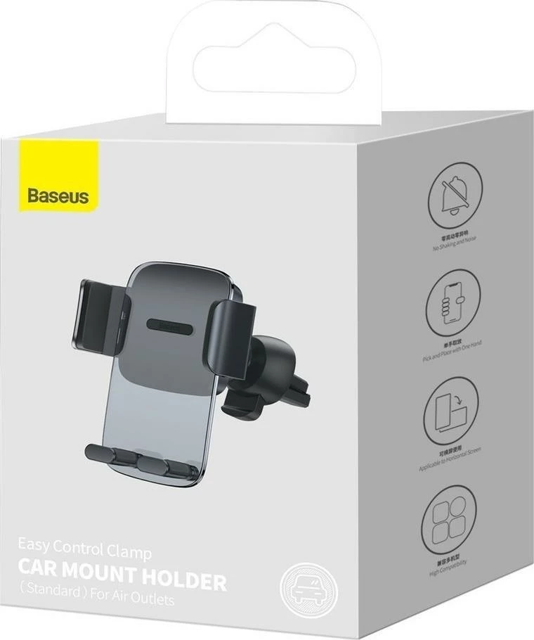 Mbajtës celulari për veturë Baseus Easy Control Clamp SUYK000-001 4.7-6.7\" montim në grilë ventilimi 87 mm, i zi