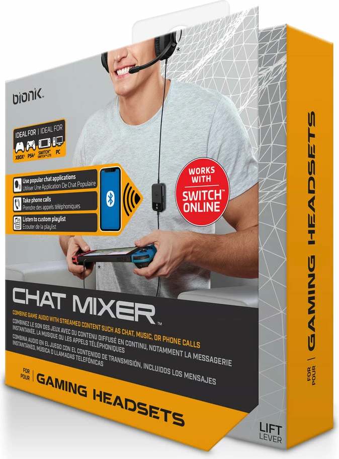 Mixer audio për chat Bionik Chat Mixer, 3.5mm me kabllo + Bluetooth, për Nintendo Switch/Switch Lite/PS5/PS4/Xbox Series X/S/Xbox One, i bardhë, set