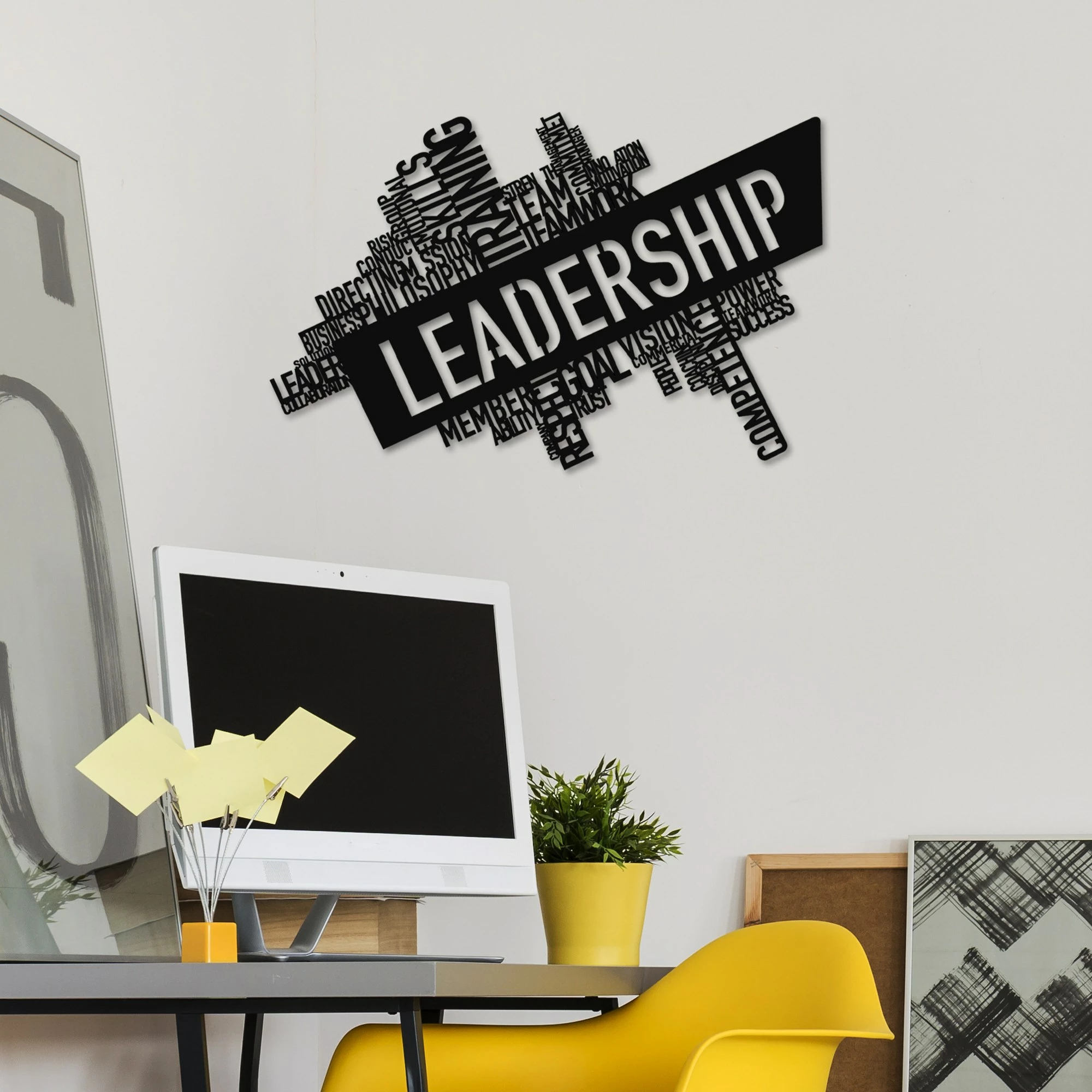 Aksesor dekorativ metalik për mur, Wallity, Leadership, ngjyrë e zezë