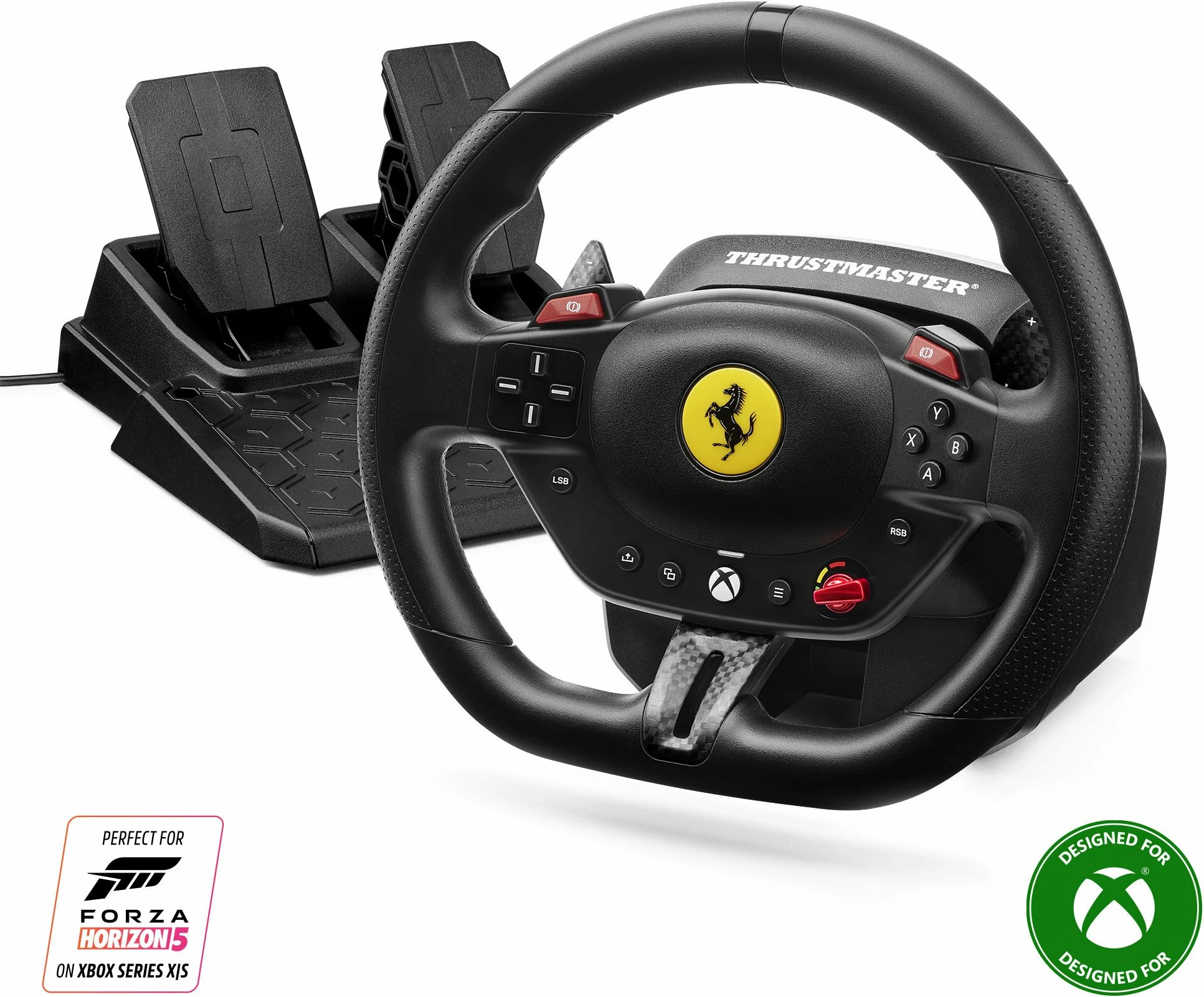 Timoni garash Thrustmaster T98-X Ferrari 296 GTS (4460297), 240°, për PC/Xbox, set me pedale, i zi