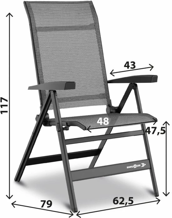 Karrige kampingu BRUNNER Travelounger Air M, 8 pozita, 150 kg, gri