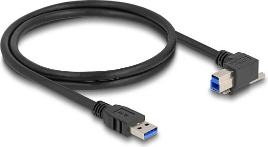 Kabllo USB DeLOCK USB-A në USB-B 5Gbps, 1m, 90° djathtas me vida, e zezë