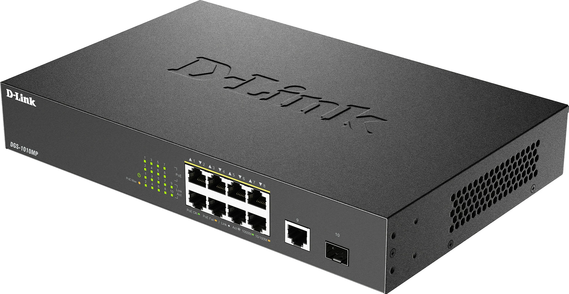Switch D-Link DGS-1010MP/E, 10 porta Gigabit, 8x PoE+ 30W, 1x SFP, i zi