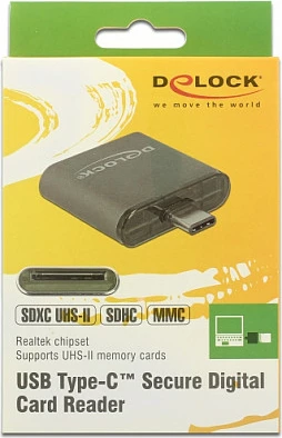 Lexues kartelash DeLOCK 91498, USB-C (USB 3.2 Gen 1), SD/MMC UHS-II, 5 Gbit/s, alumin, i zi