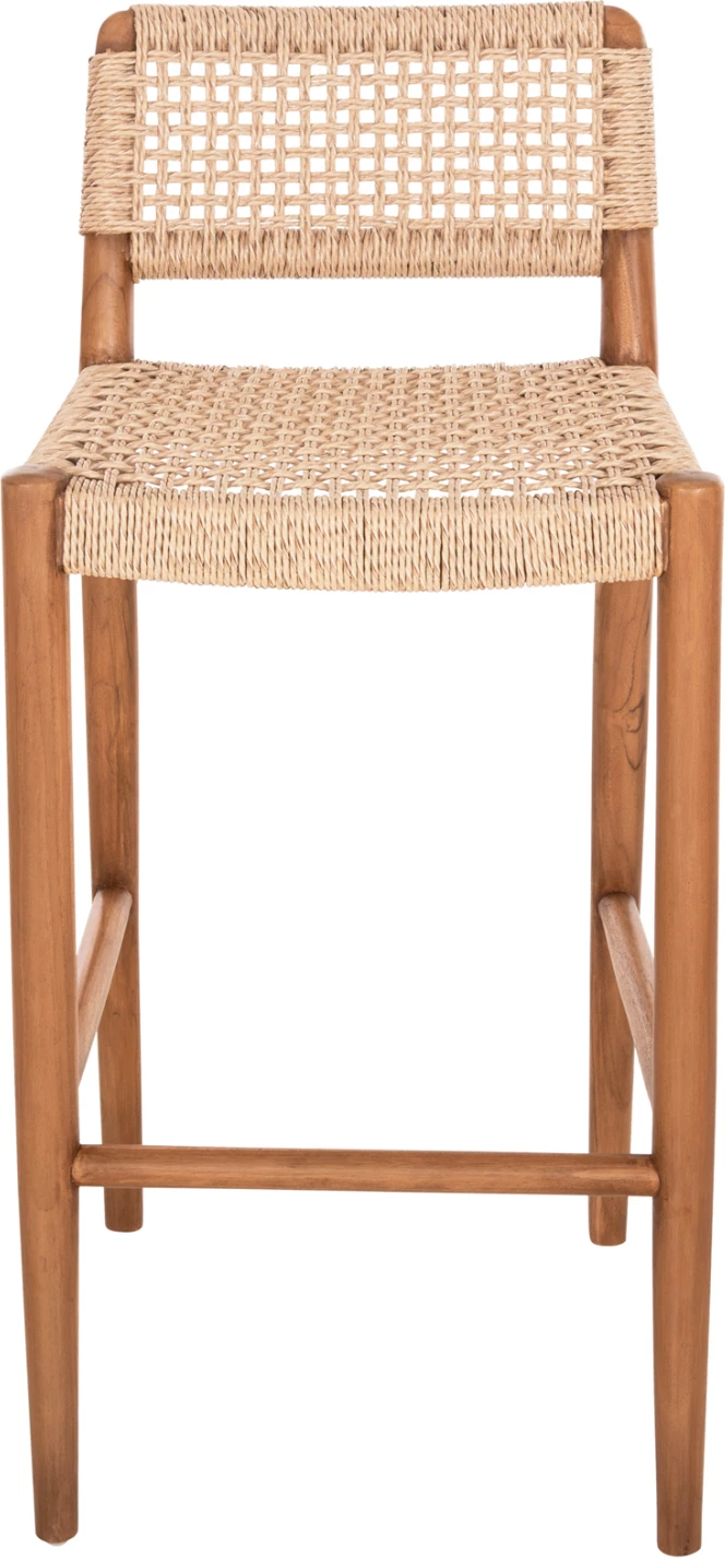 Karrige për bar ROSCO FH6134 dru tik ngjyrë natyrale-VIRO litar ngjyrë bezhë 47x52x100H cm