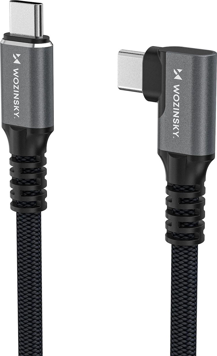 Kabllo USB-C Wozinsky WPS3-UY41S USB4 40Gb/s 240W 1m me konektor këndor, e zezë, me qese string
