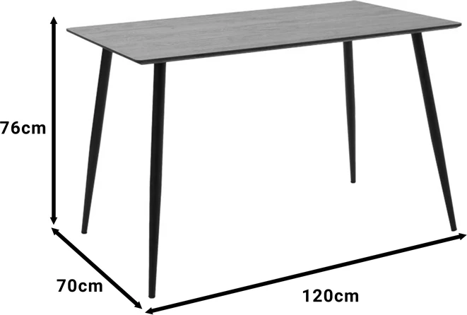Set tavoline me karrige Ezra-Cuba, 5 pjesë, MDF-PP, ngjyrë e zezë, 120x70x76cm