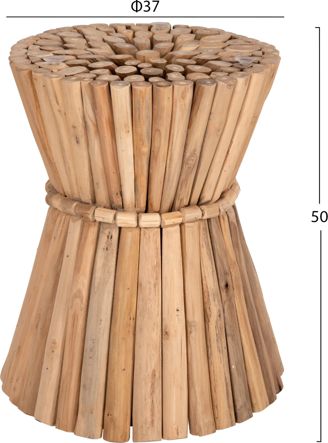 Tavolinë anësore e rrumbullakët COOTER, degë teak, natyrale, Φ37x50Hcm