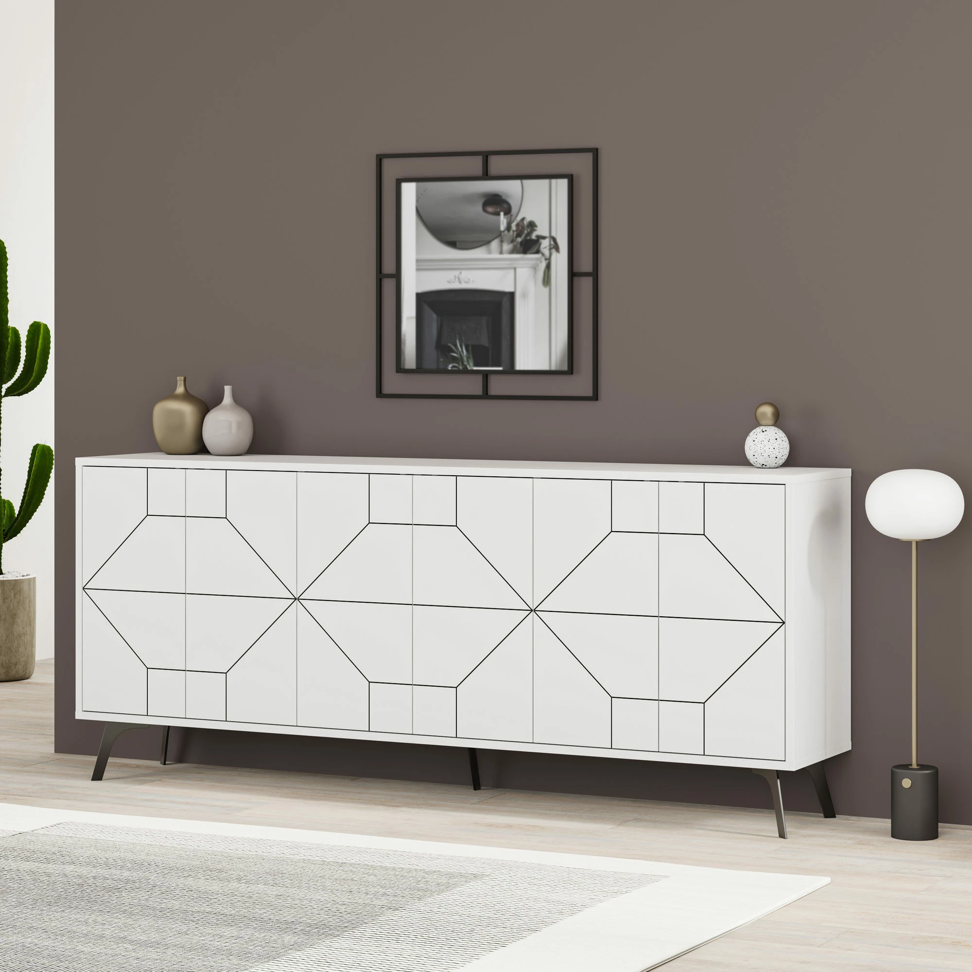 Konsol Skye Decor, ngjyrë e bardhë, 184x77.4x35cm