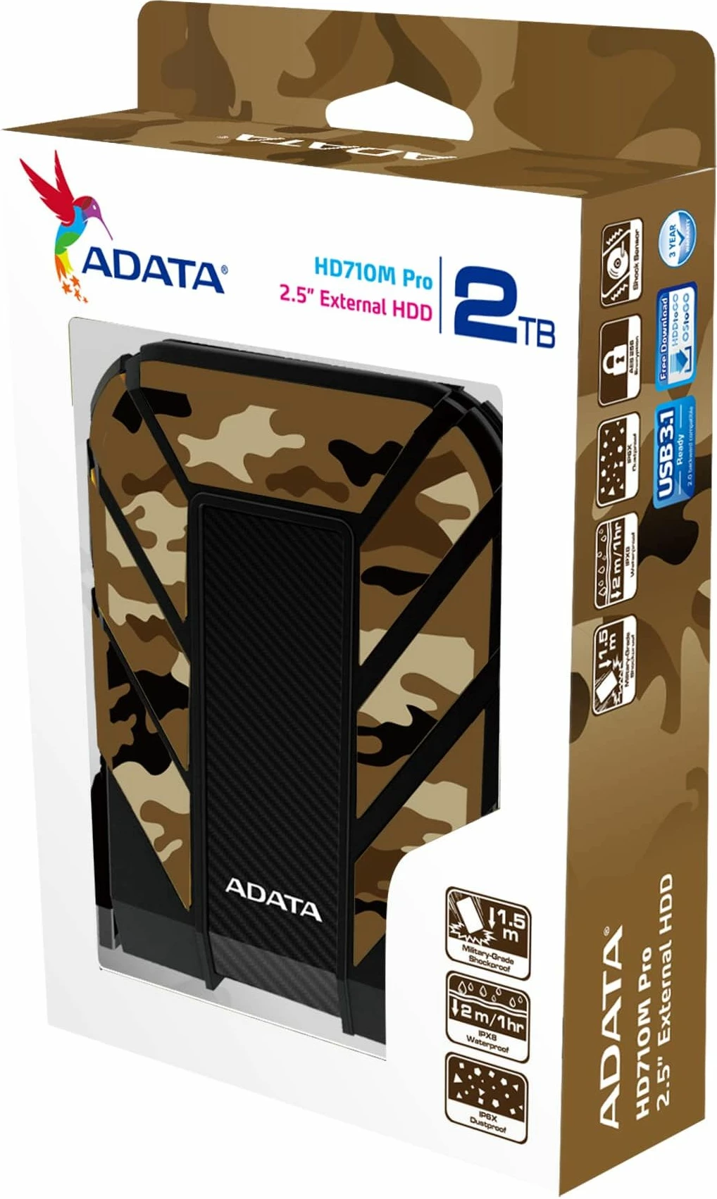Hard disk i jashtëm ADATA HD710M Pro AHD710MP-2TU31-CCF 2TB USB 3.1 2.5", i zi