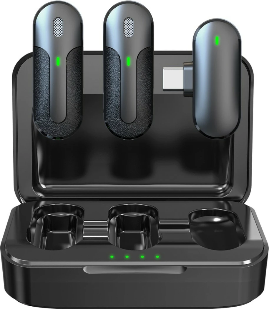 Set mikrofonash wireless Technaxx TX-301, 2 copë, USB-C, i zi