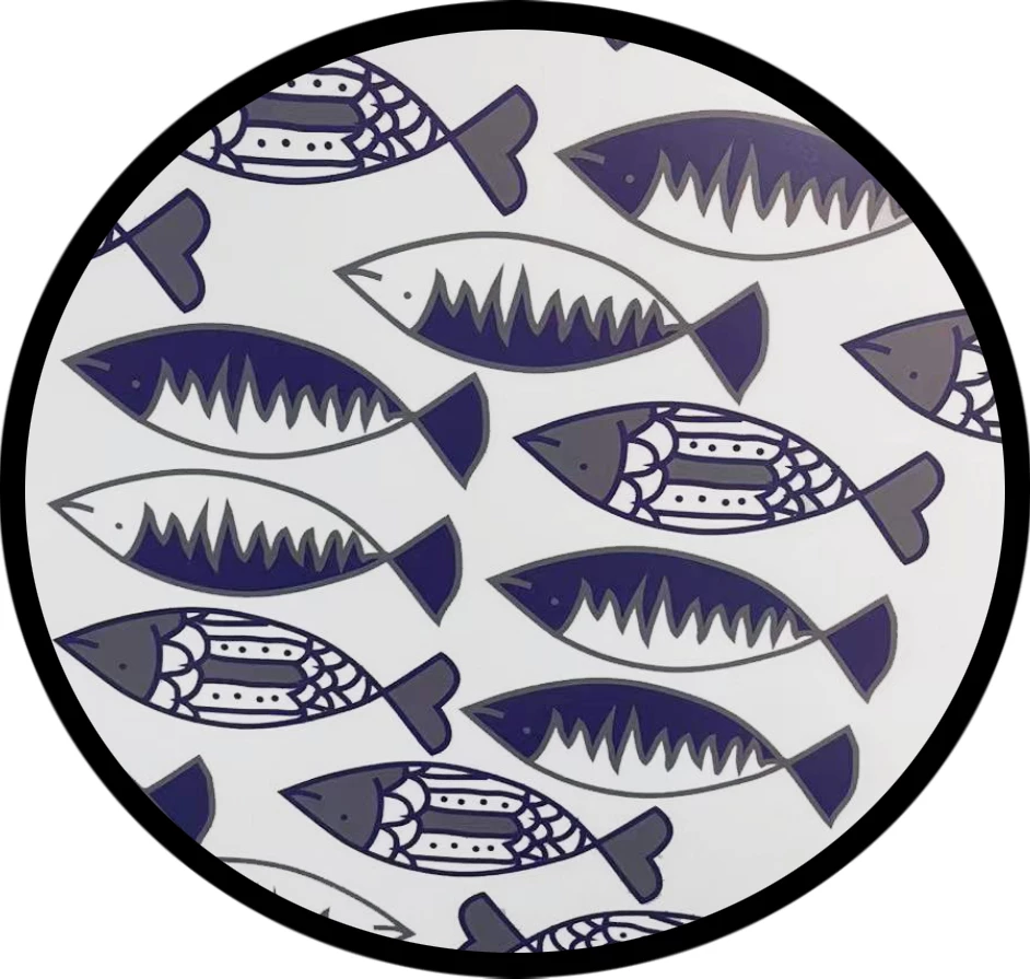 Tabaka dekorative FISHY, MDF, e bardhë, blu, e zezë, 40x40x4cm