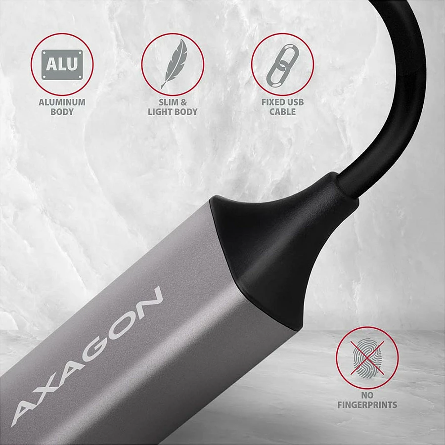 Adapter rrjeti Axagon ADE-TRC, USB-C 3.1 në Gigabit Ethernet 10/100/1000, titan gri