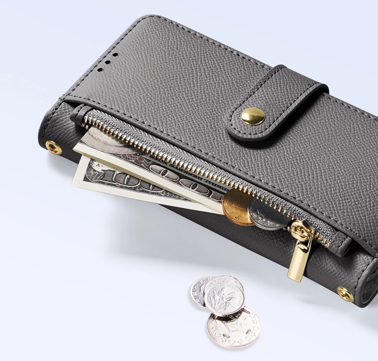 Mbështjellës Dux Ducis Lawa për iPhone 15 Pro, lëkurë, me portofol magnetik, Gri