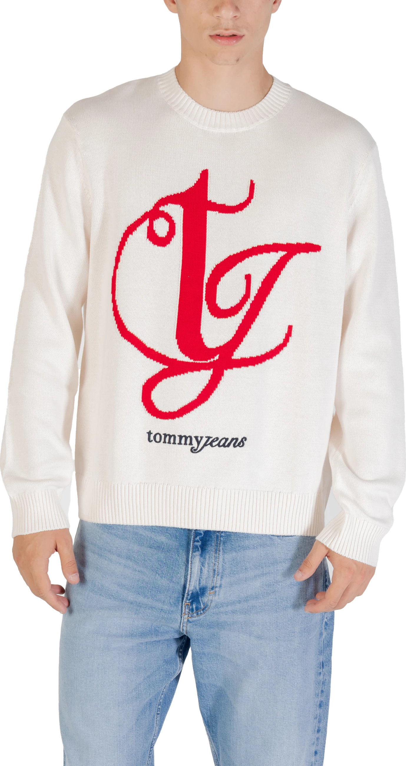 Xhemper për meshkuj Tommy Hilfiger Jeans TJM REG MONOGRAM CNE DM0DM21883, krem [Madhësia: XL]