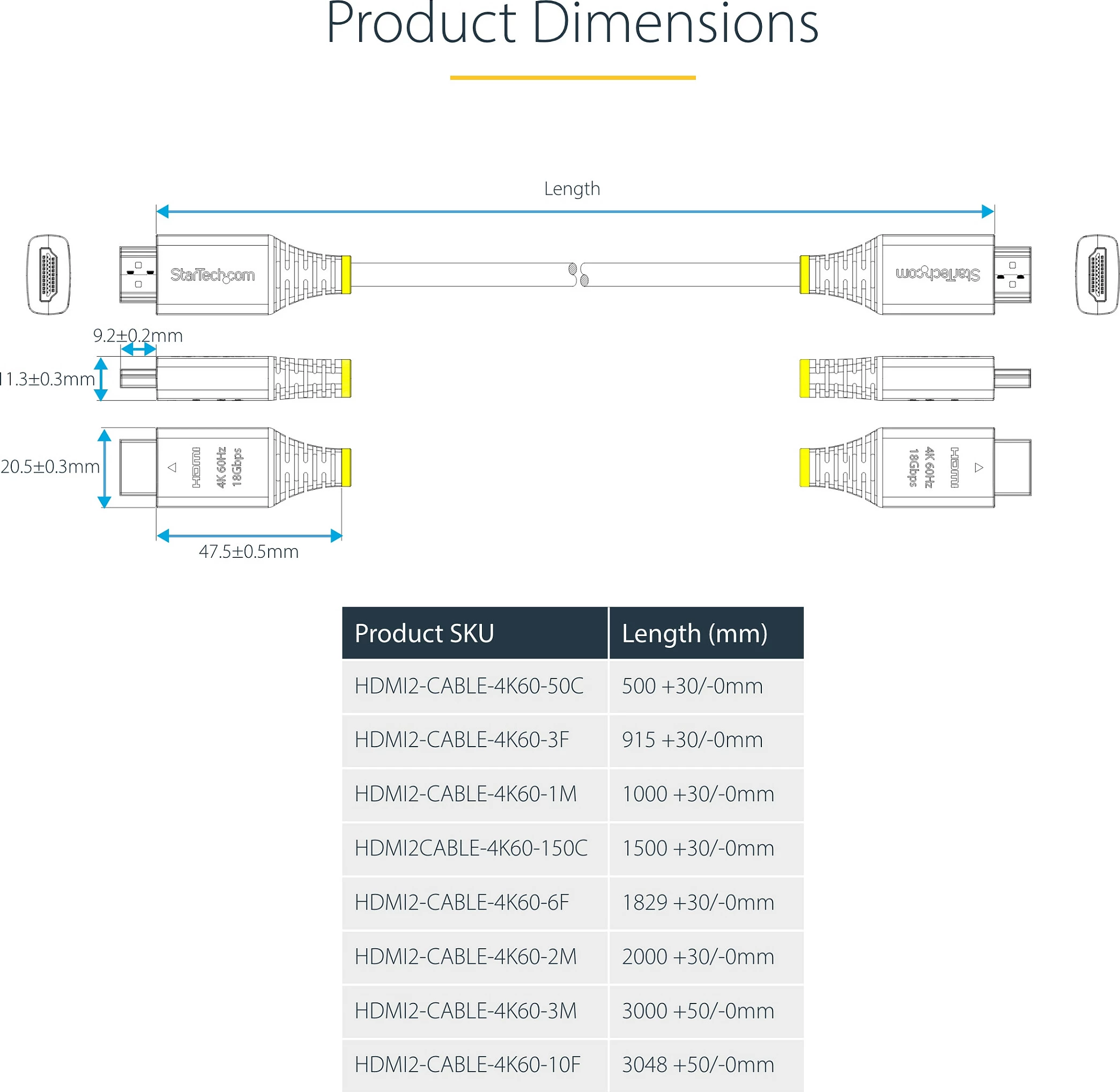 Kabllo HDMI StarTech Premium Certified HDMI 2.0, 1m, 4K 60Hz, 18Gbps, HDR10, ARC, e zezë
