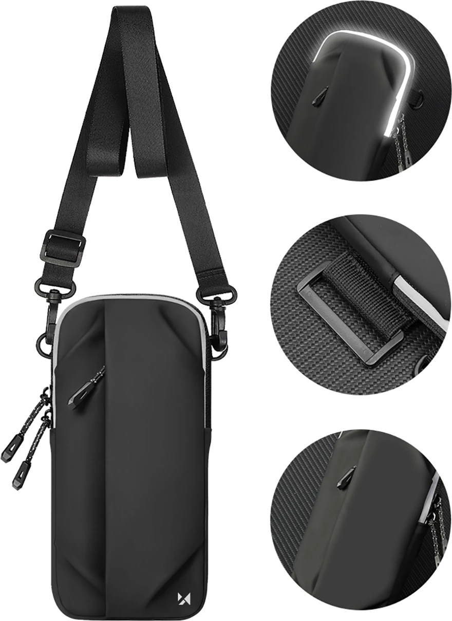 çantë krahu sportive për celular, Wozinsky WSDB-B, 19x10x2.5 cm 86 g, e papërshkueshme nga uji, e zezë