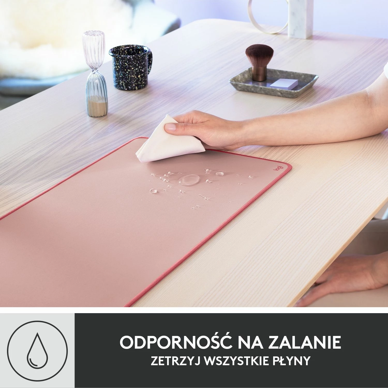 Mauspad Logitech Studio Desk Mat 956-000053 70x30cm, rozë e errët