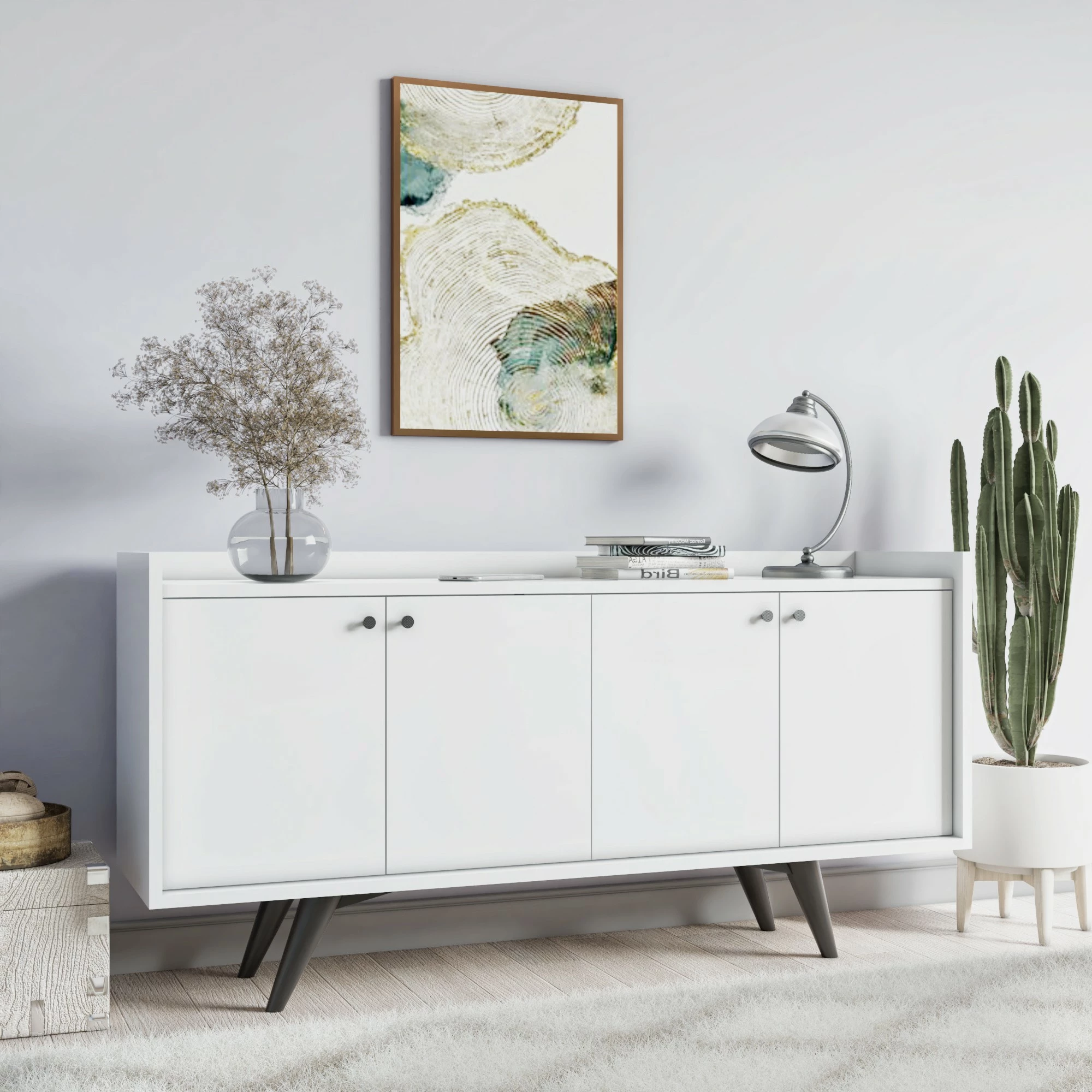 Konsolë Skye Decor, ngjyrë e bardhë, Bergen, 150x75x40cm