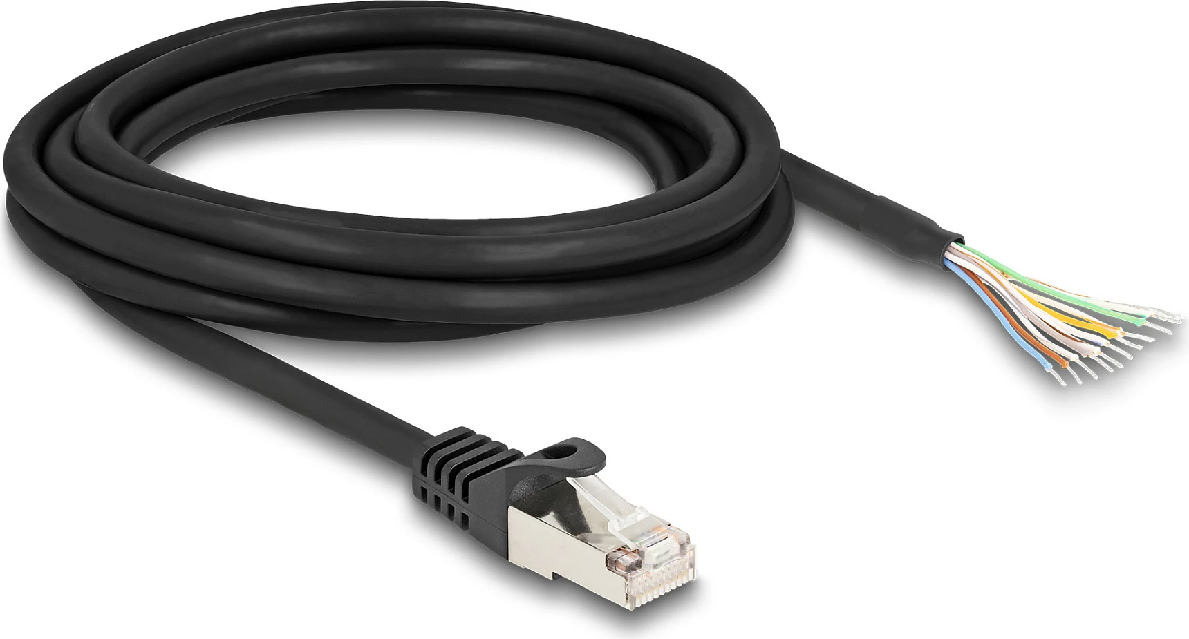 Kabllo DeLOCK RJ50 mashkull në skaje teli të hapur, 3 m, S/FTP, e zezë