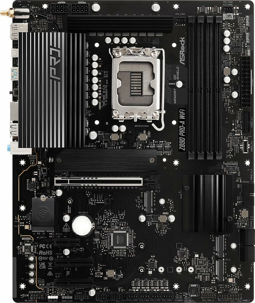 Pllakë amë ASRock Z890 Pro-A WiFi, ATX, Wi‑Fi 6E, Bluetooth, Thunderbolt 4, 256GB RAM max, e zezë, me 2 antena WiFi + 2 kabllo SATA