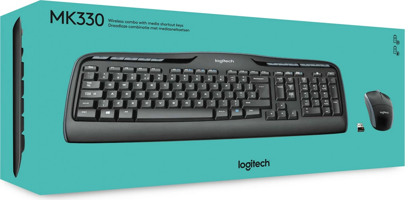 Set tastierë & maus Logitech MK330, wireless, i zi