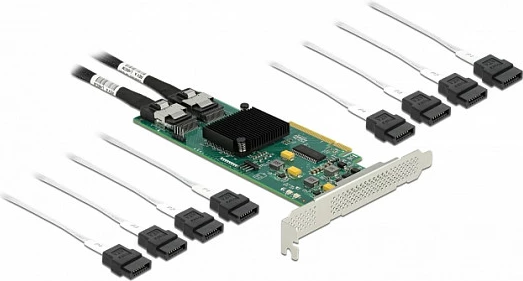 Kartë zgjerimi SATA DeLOCK PCIe 2.0 x8, 8 porta SATA III, e zezë