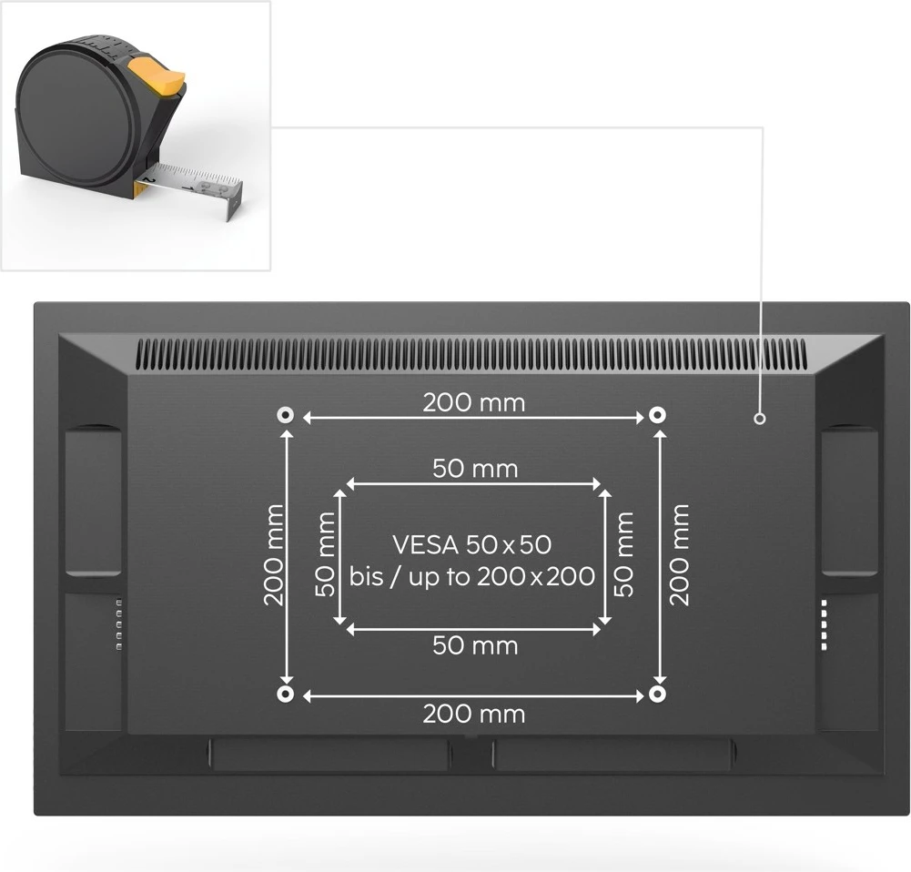 Mbajtës muri për TV Hama 220806, për LCD/LED 19-48 inç, VESA 200x200, i zi