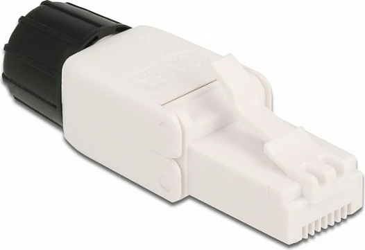 Konektor RJ45 DeLOCK Cat.6A UTP, toolfree, AWG 22/24, i drejtë, i bardhë