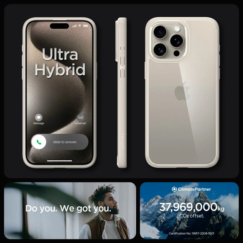 Mbështjellës Spigen Ultra Hybrid për iPhone 15 Pro, Titanic