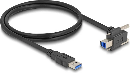 Kabllo USB DeLOCK USB-A në USB-B me vida 22 mm, USB 3.2 Gen 1, 1 m, 5 Gbps, e zezë