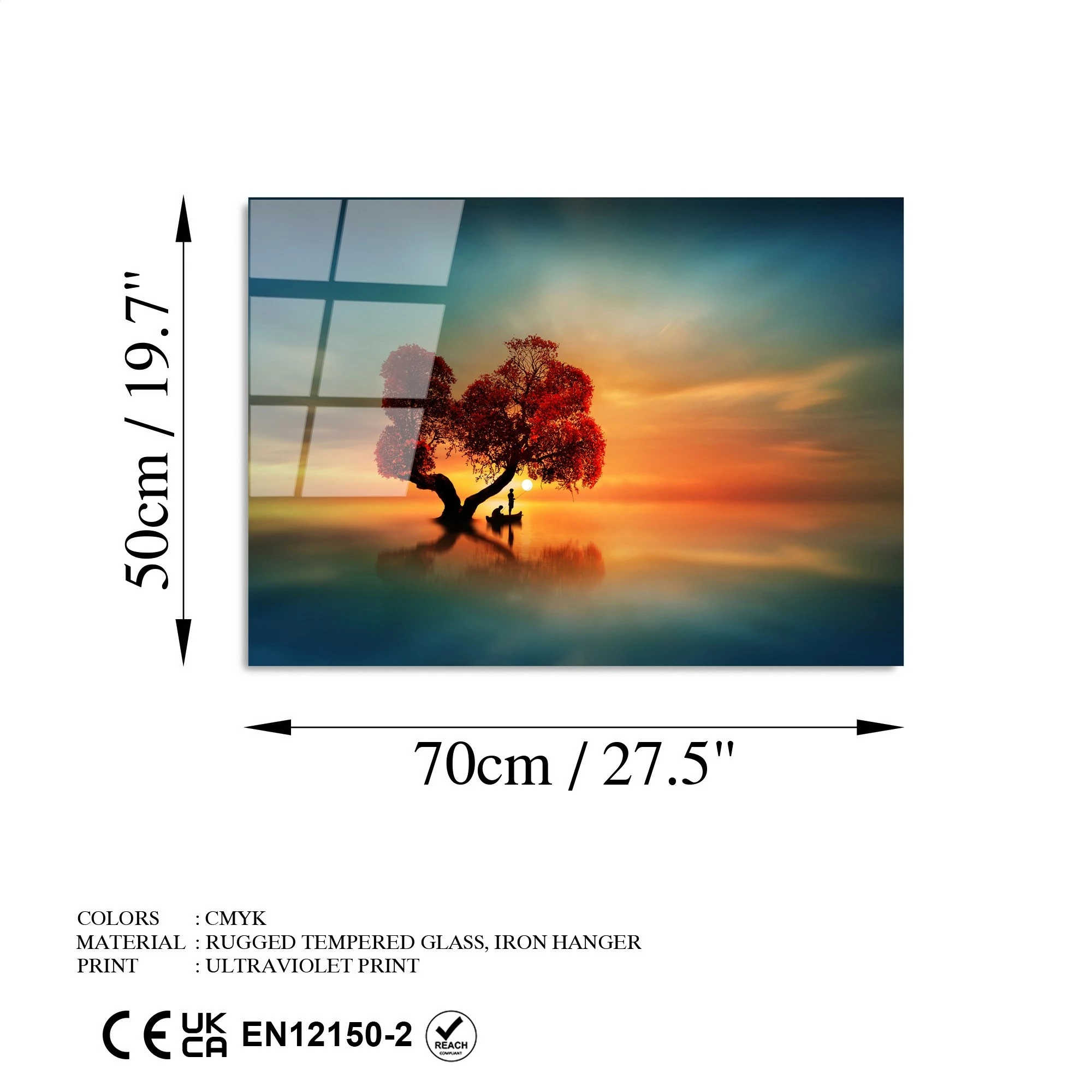 Pikturë dekorative prej xhami të temperuar, shumëngjyrëshe, Wallity UV-450, 50x70cm