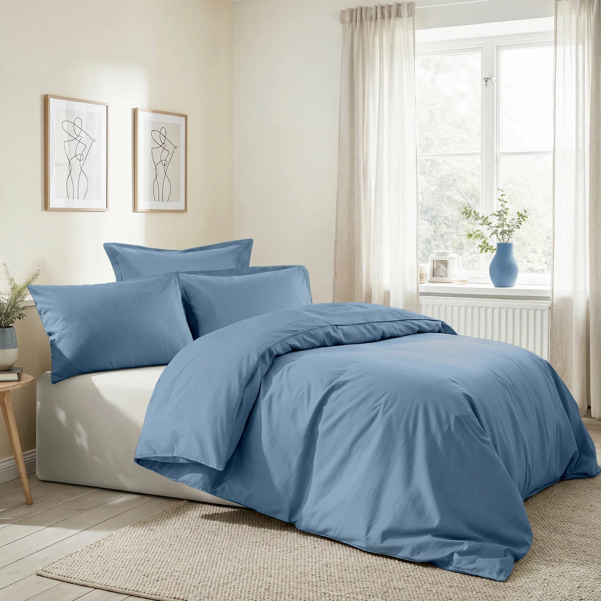 Set mbulesë për jorgan dopio, ngjyrë kaltër, L'essentiel
