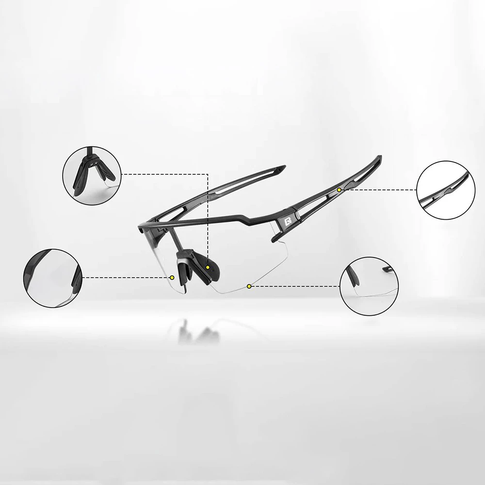 Syze çiklizmi Rockbros 10173, foto-kromatike, UV400, e zezë/e kuqe