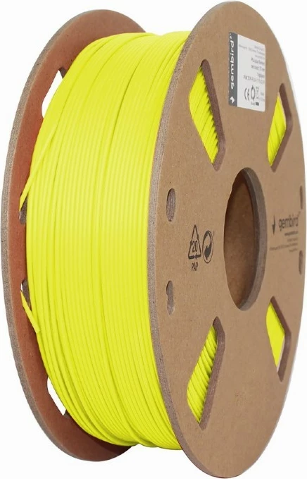 Filament për printer 3D Gembird PLA, 1.75mm, 1kg, e verdhë fluoreshente