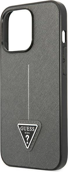 Mbështjellës Guess Saffiano Triangle Logo për iPhone 13 Pro Max 6.7", argjend