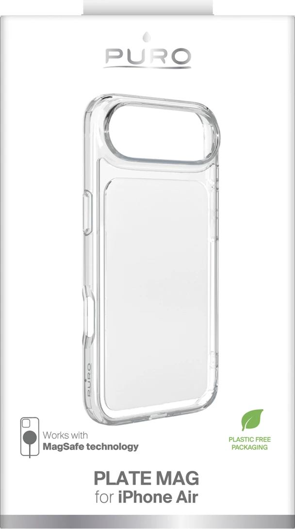 Mbështjellës Puro Plate Mag për iPhone 17 Air, kompatibil me MagSafe, i bardhë, në kuti 2